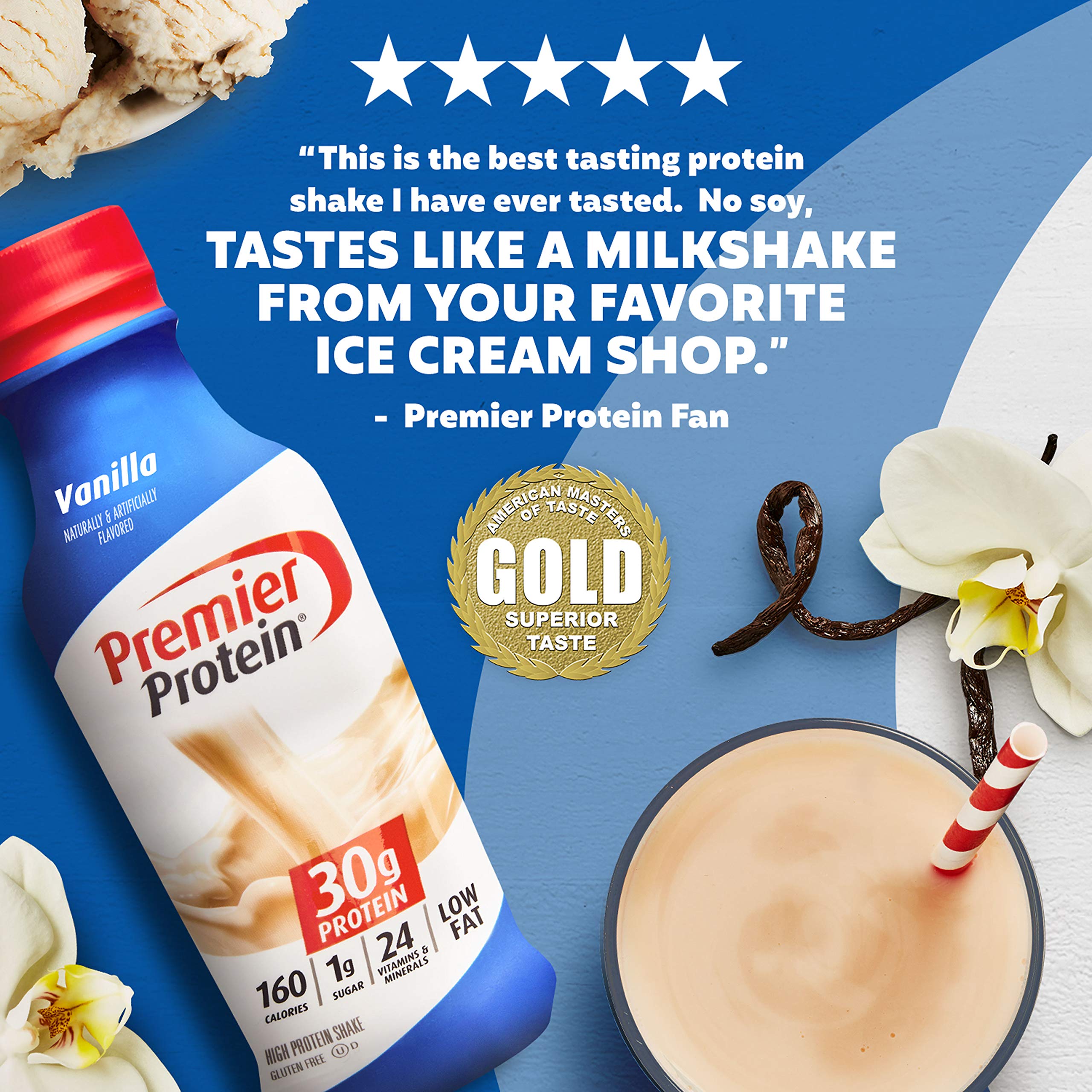 Premier Protein 30g Protein Shake, Vanilla, 14 Fl Oz (Pack of 12