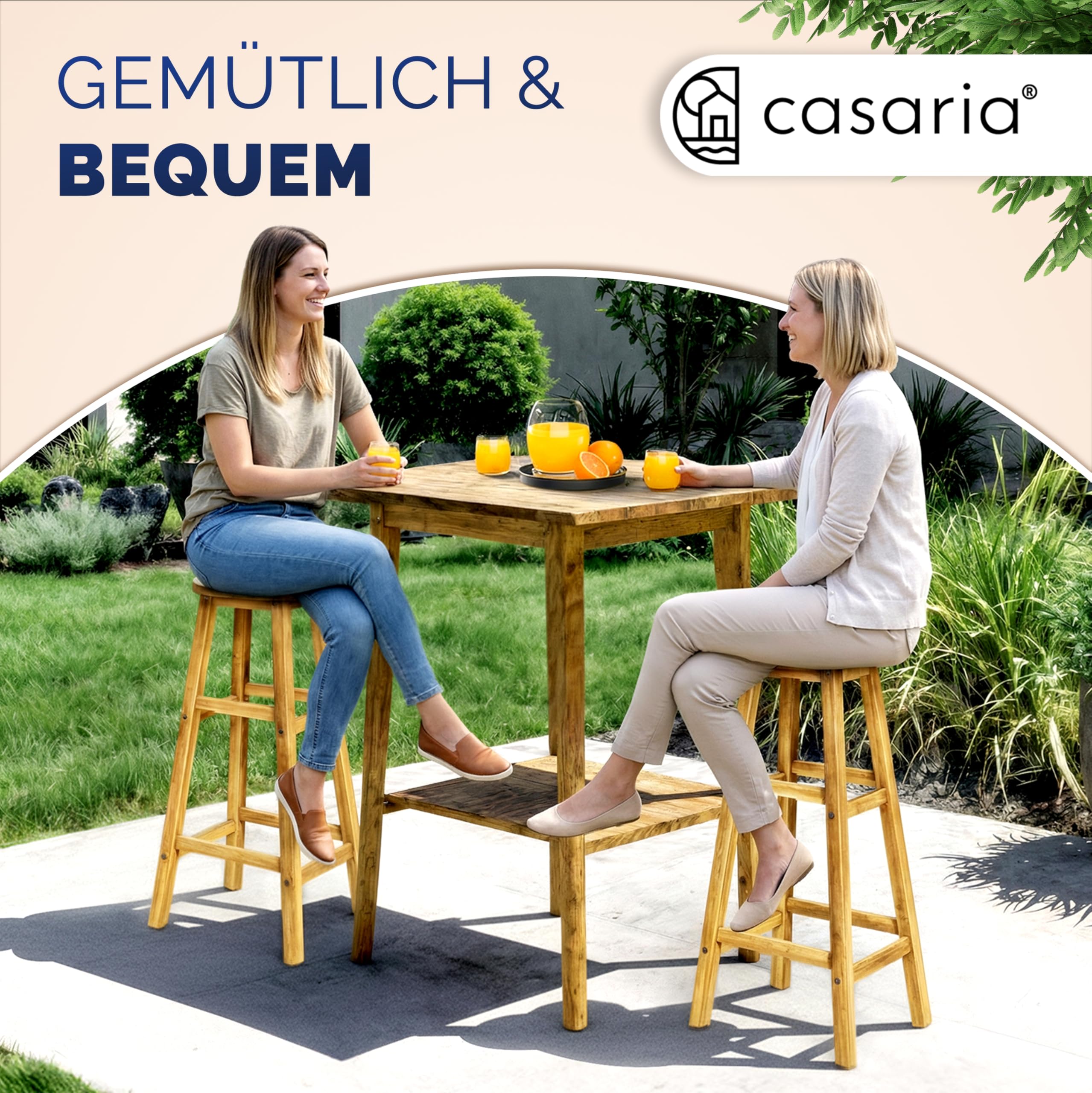 Casaria® Set di 4 Sgabelli da Bar in Legno D'acacia Altezza 75cm Design Rustico Sedia da Cucina Sgabello Tondo Bancone Poggiapiedi