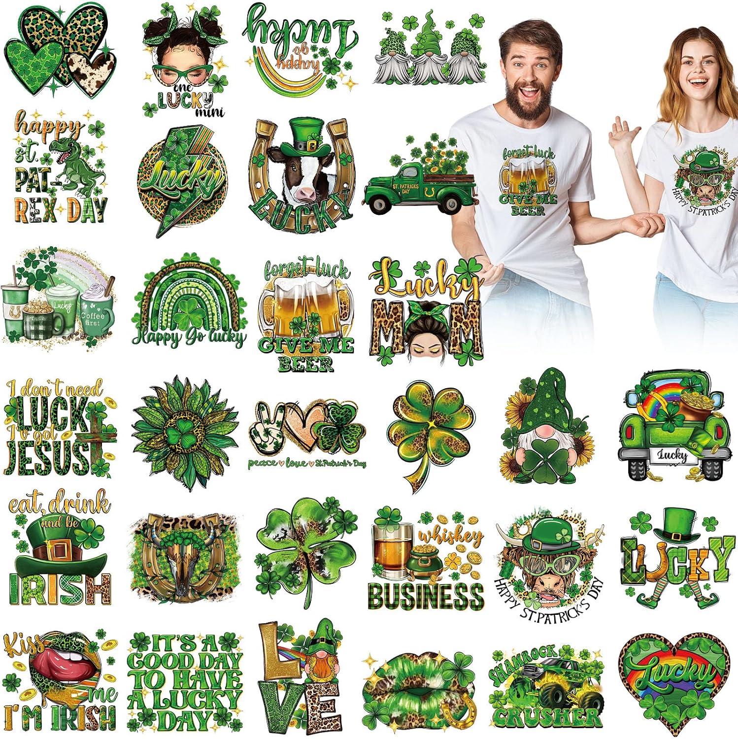 St. Patrick’s Day Iron On Transfers – 30 Pcs Four Leaf Clover Patches For Shirts, Bags & DIY Decor - View #9