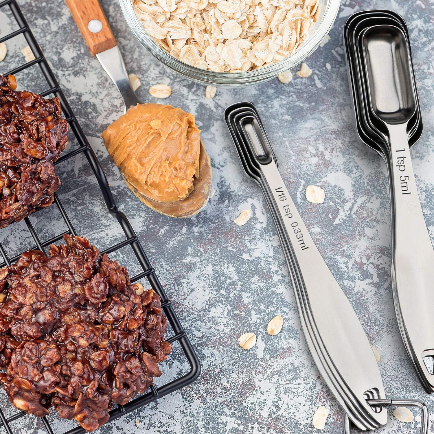 FANGSUN 8.5-inch Heavy-Duty Burger Press + Measuring Spoon Set