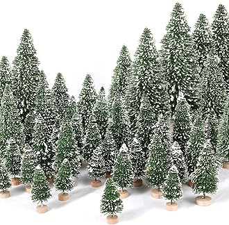 30Pcs Mini Christmas Trees Artificial Christmas Tree Bottle Brush Trees with Wooden Base for Christmas Decor Christmas Party Home Table Craft Decorations(Green-A)