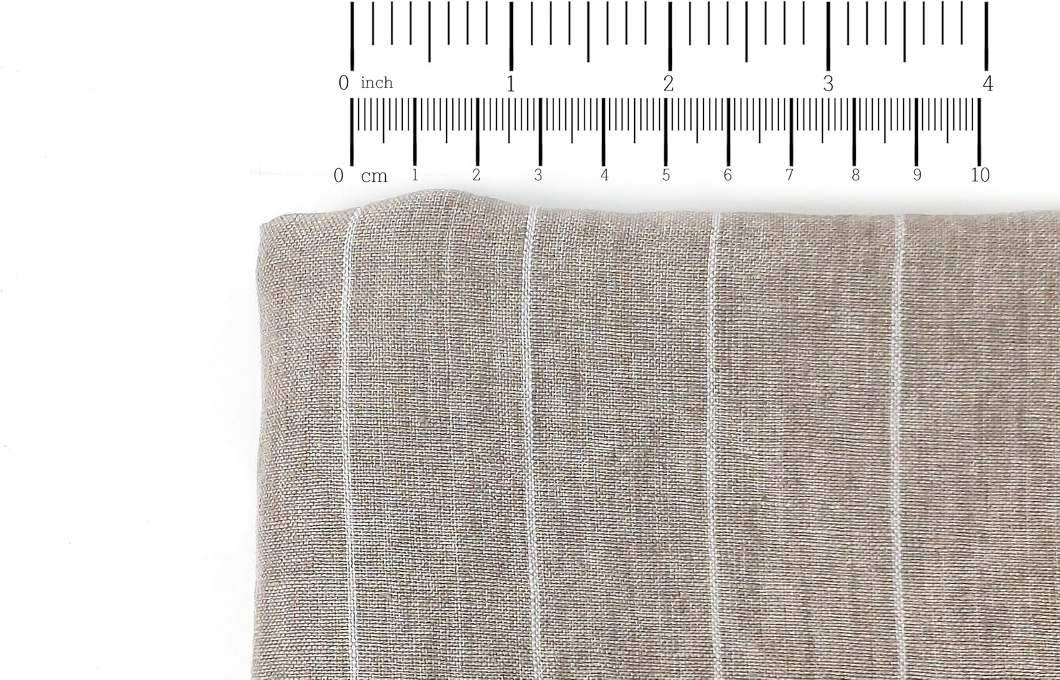 100% Linen Fabric - Natural with White Pin Stripes, Medium Weight, Soft Touch 7975 Natural