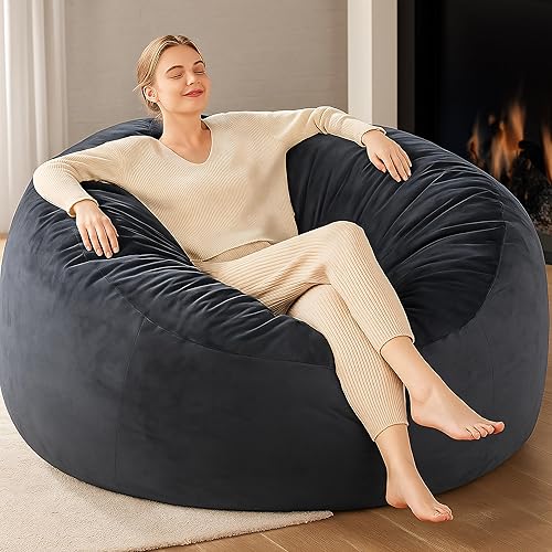 Codi - Silla de Puf Grande Gigante con Relleno Incluido, 5 Pies - Sillas de Puf Grandes y Cómodas para Adultos - Funda de Mink Vinculado Lavable a