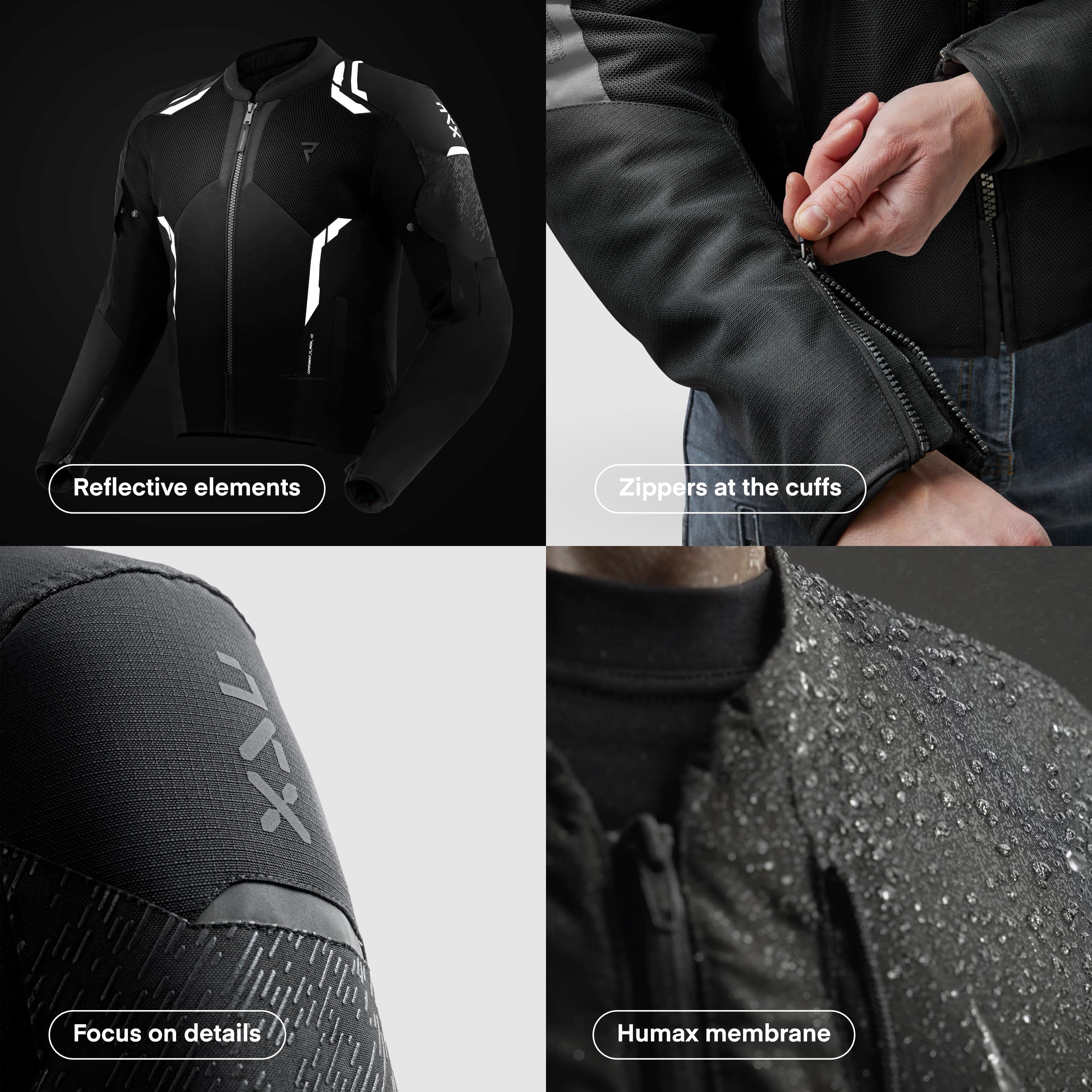 REBELHORN Jax Giacca da Moto Uomo | Tessile | Protezioni per Gomiti, Spalle e Schiena Livello 2 | Membrana Humax Rimovibile | Grandi Pannelli di Ventilazione a Rete | Taglie fino a 10XL