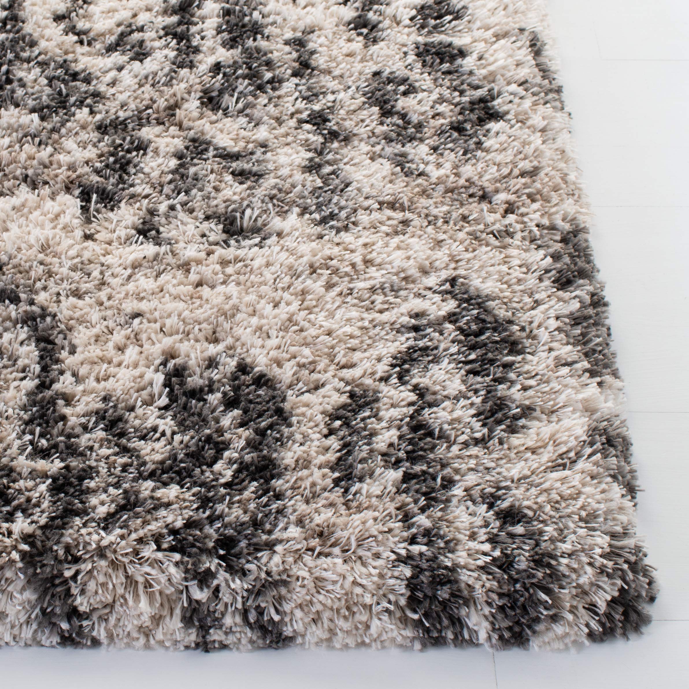 Iceland Shag Collection - Alfombra de área de 9 x 12 pies, color crema y gris, diseño moderno, no desprende pelusa y de fácil cuidado, 2.6 pulgadas de grosor, ideal para zonas de alto tráfico 3