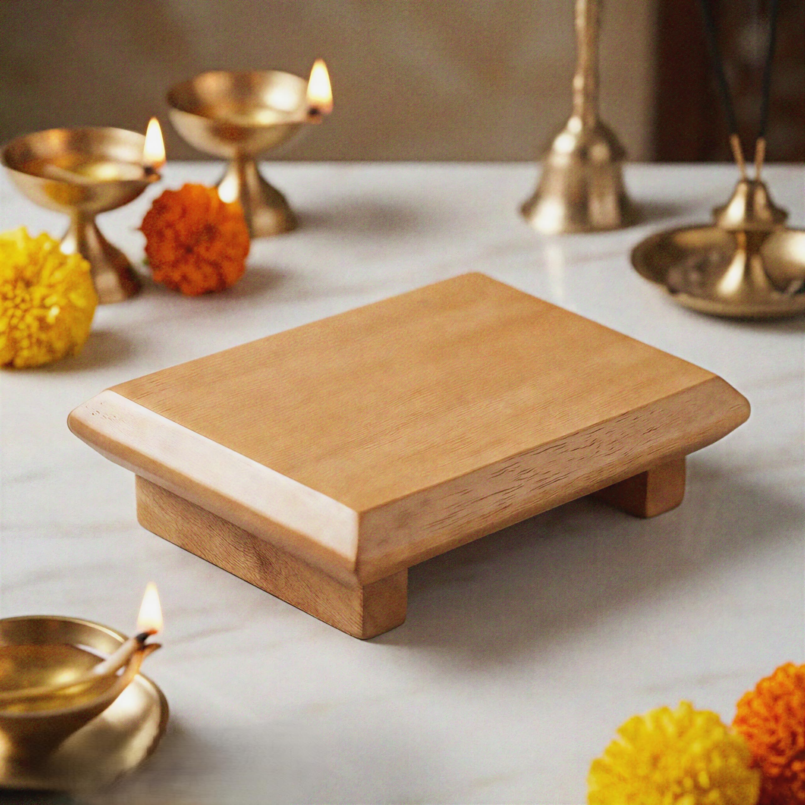 MRSM® Wooden CHOWKI for PUJA Pack of 2 (Very Small)-image-28