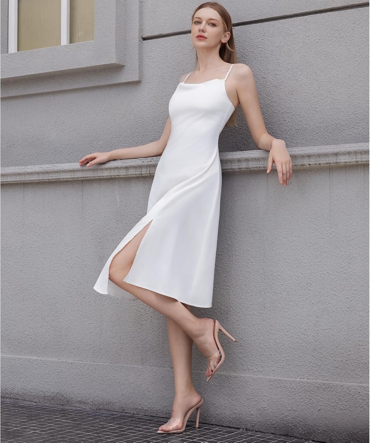 Women Clear Pointed Toe Sandals Stiletto Heels Transparent Strap High Heels Slip on Mules for Women - Image 2