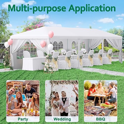 Miniatura 7 de Tienda de campaña para fiestas mejorada 2025 de 10 x 30 pies, carpas al aire libre para fiestas, bodas, cumpleaños, tienda de campaña grande con 8