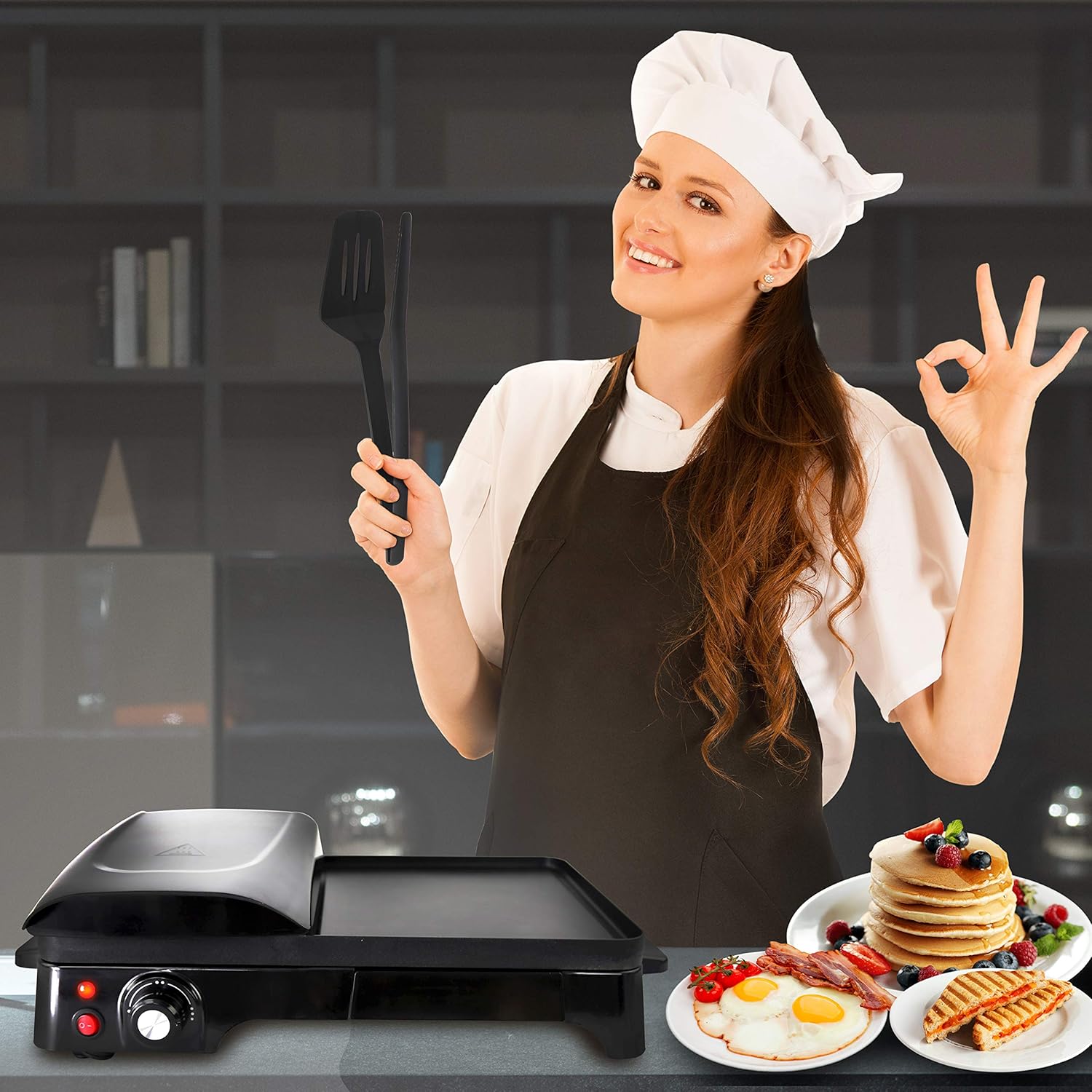 Panini sandwich cooking on the grill