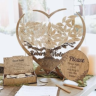 Tree Leaves Guest Book | Personalized Wedding Guest Book Alternative | Personalized Maple Tree And Leaves Wedding Guest Book Alternative | Tree Guest Book For Wedding | Drop Box Guest Book - Buy now