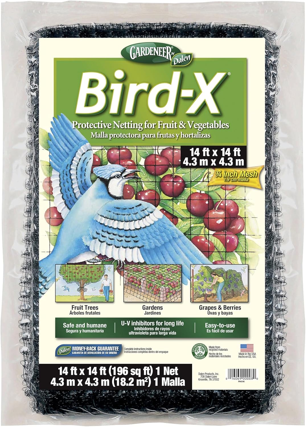 Dalen BN2 14-Foot by 14-Foot Bird-X Net 3/4-Inch Mesh(2Pack)