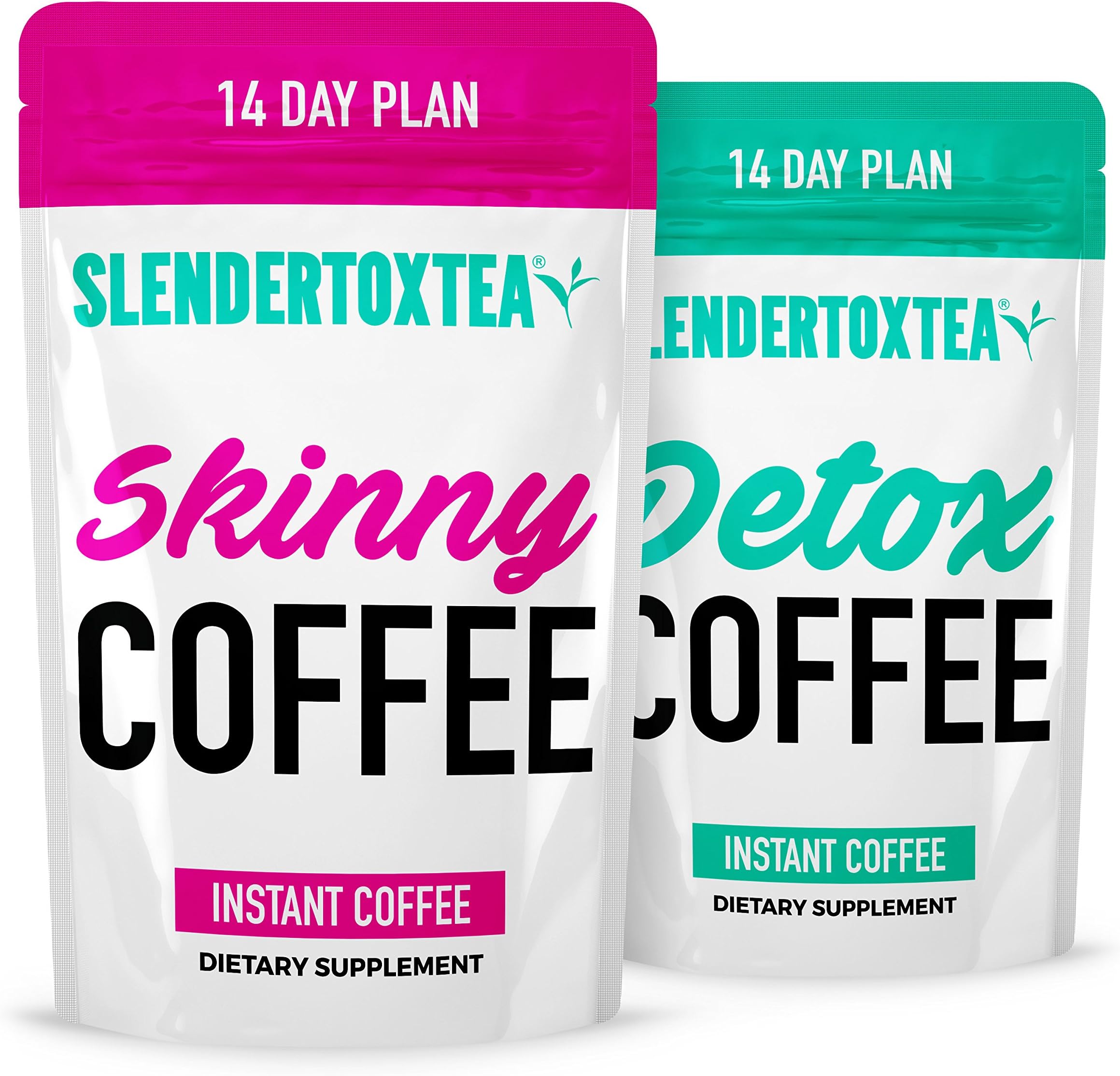 Slendertoxtea - 14 Day Instant Coffee Bundle (Skinny & Detox 280g) [Detox Coffee, Slimming Coffee, Slim Coffee, Skinny Coffee]