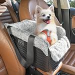 PETSFIT Center Console Dog Car Seat, Portable Car Seat for Dogs with Safe Protective Hooks, Luxury Dog Car Seats for Small Dogs, Dog Car Carrier Includes Safety Tether for Pets Up to 9 lbs (Black)