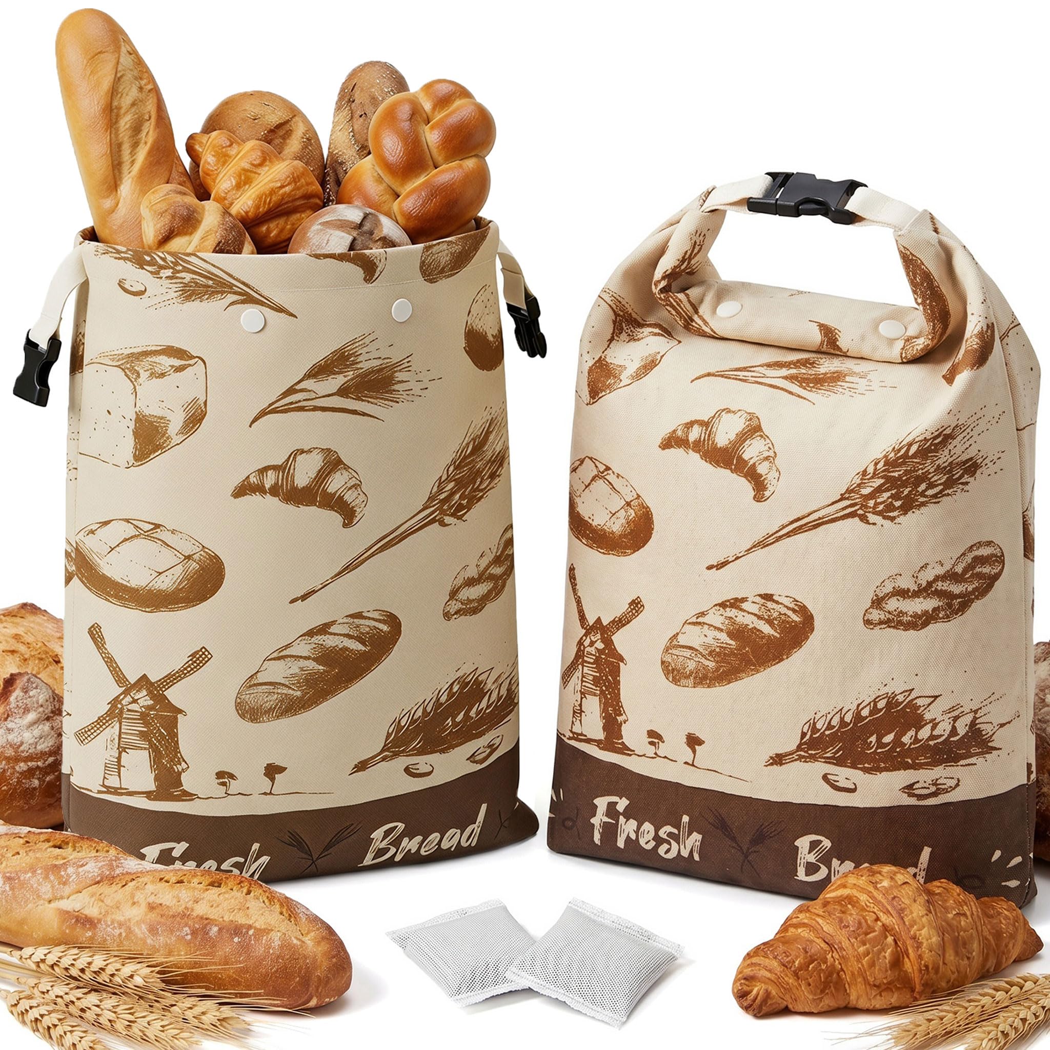 Beeswax Bread Bags with Removable Lining