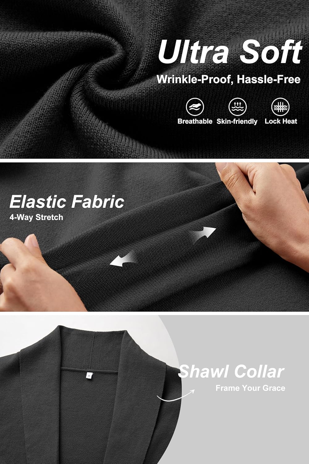 OUGES Women's Wool Blend Maxi Cardigan Open Front Oversized Long Coat Knitted Sweater 2026 Trendy Winter Outfits with Pockets - Image 6