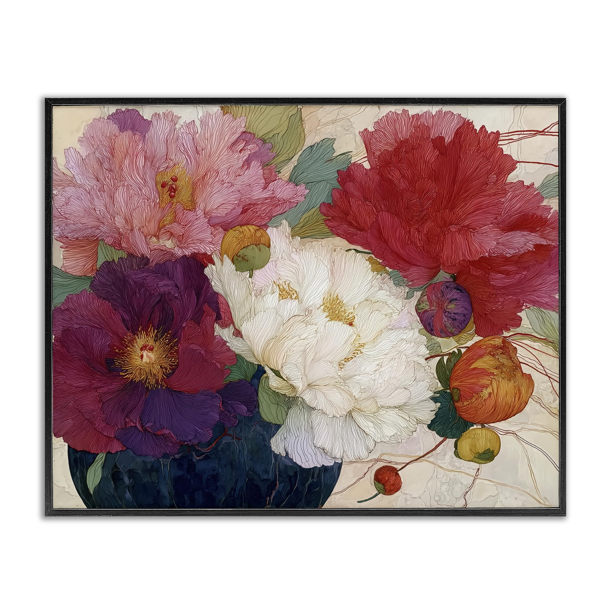 Tableau encadré noir Haiku Pétales de fleurs Stupell Industries avec finition premium 28x35 cm