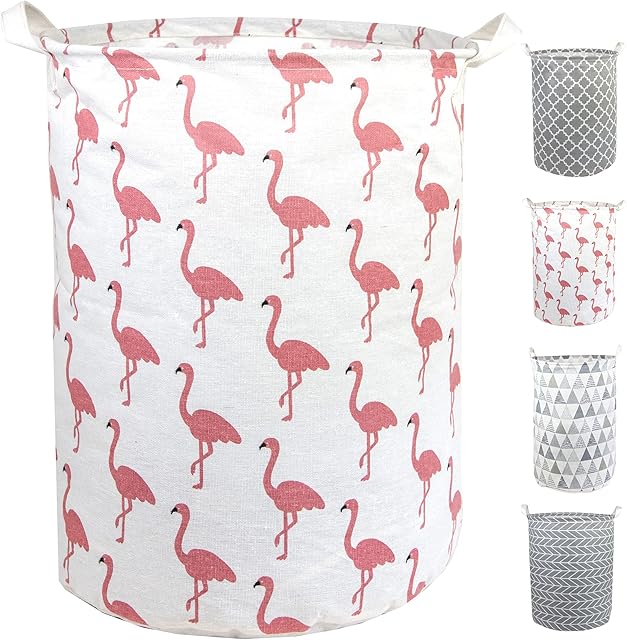 Laundry Basket - Bathroom Storage Laundry Bag - Thick Canvas Hamper Baskets, Bathroom Bin & Washing Baskets - Collapsible Linen Wash Basket For Clothes, Dog Toys , Towels, Bedroom & Bathroom - Pink