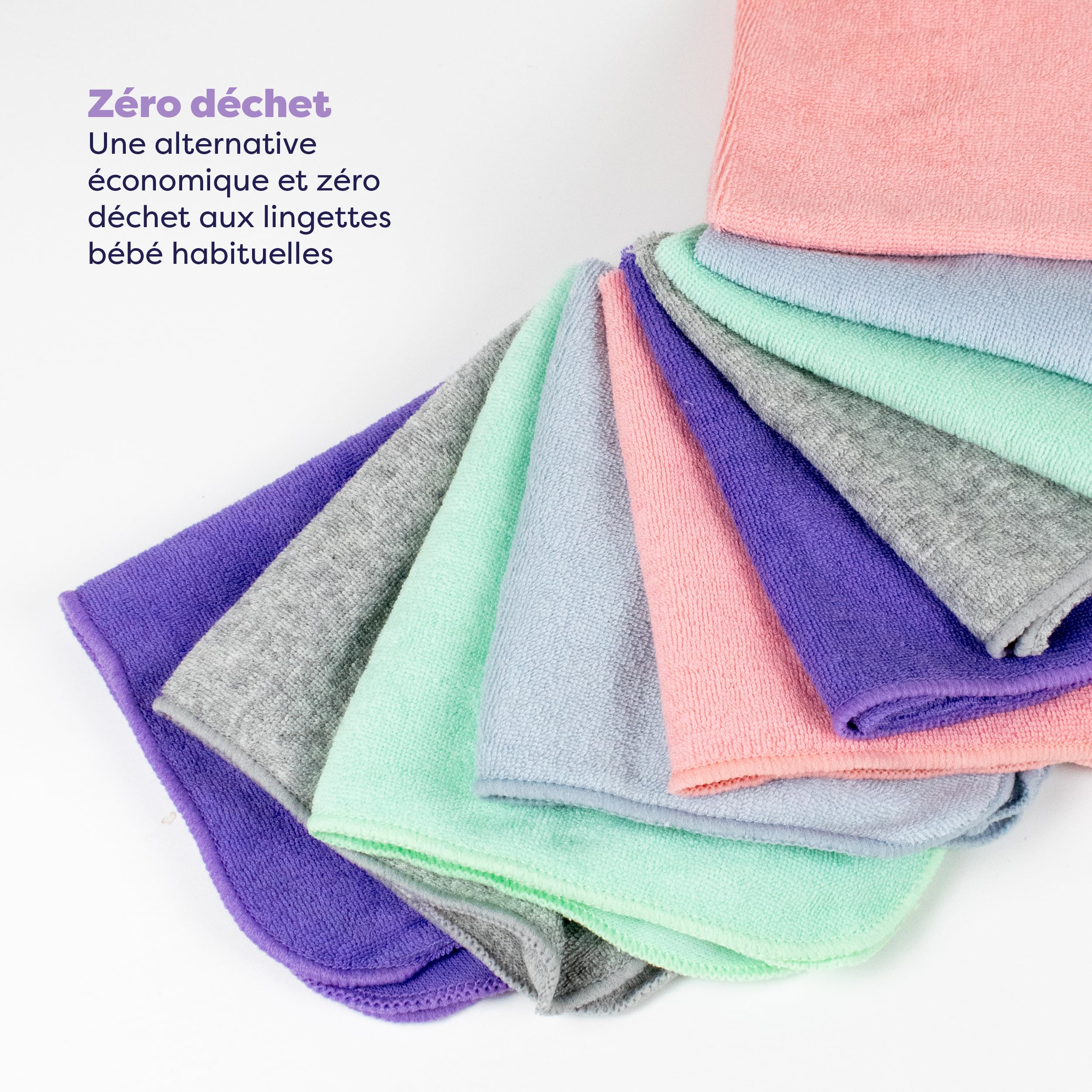 Bambino Mio, Lingettes Bébé Lavables, Ultra Doux et Sans Produit Chimique, Lot De 10, Nuage - L'emballage peut varier
