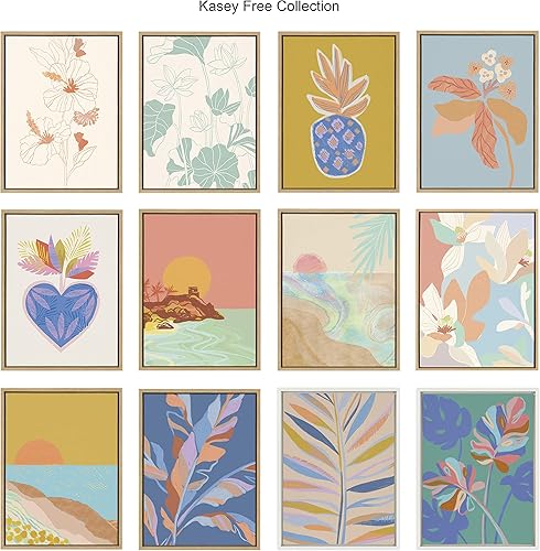 Miniatura 3 de Kate and Laurel Kasey Free - Lienzo enmarcado para pared, 18 x 24 pulgadas, arte costero escénico para pared de Sylvie Golden Hour