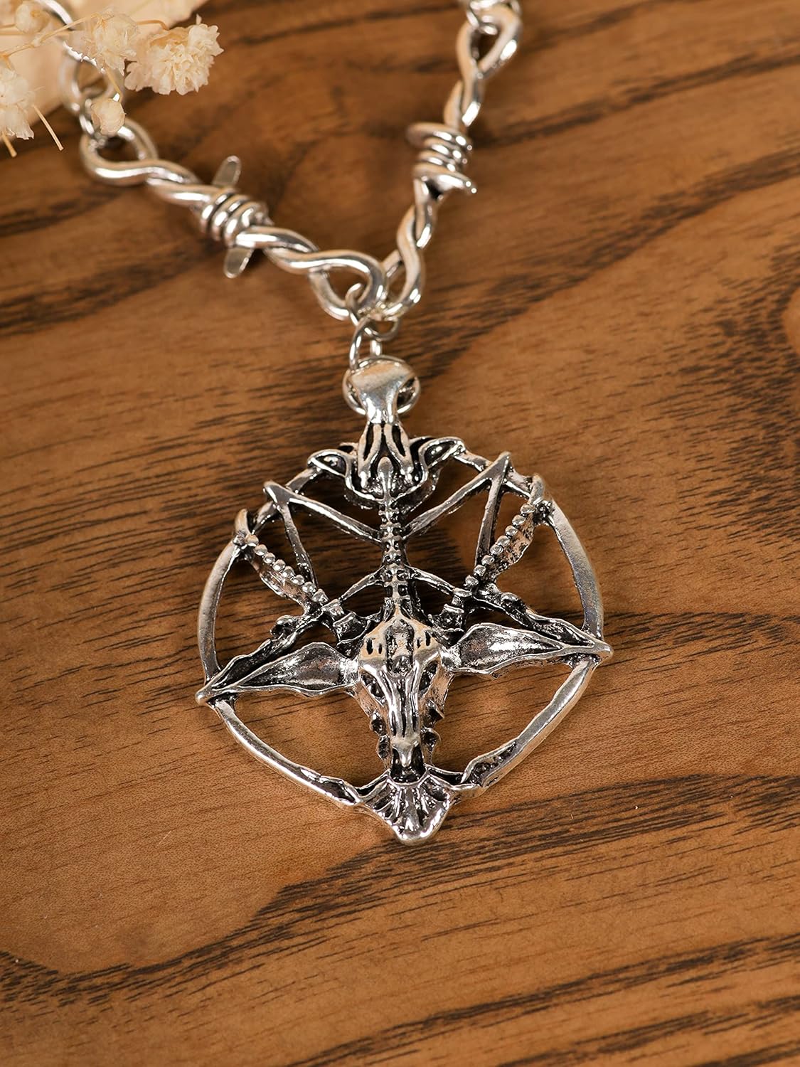 Miniatura 6 de Sacina Gargantilla gótica de baphomet, gargantilla de calavera de pentagrama negro, collar gótico, gargantilla gótica, gargantilla gótica,