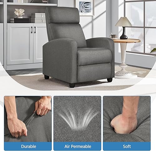Miniatura 6 de Yaheetech - Sillón reclinable, moderno sofá reclinable individual, asientos de cine en casa Gris,Beige,Negro,Azul,Azul/claro,Rojo