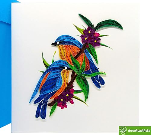 Miniatura 4 de Bluebirds, tarjeta de felicitación 3D, exclusiva dedicada a mano, tarjeta de felicitación de diseño para cumpleaños, día de San Valentín, día de la