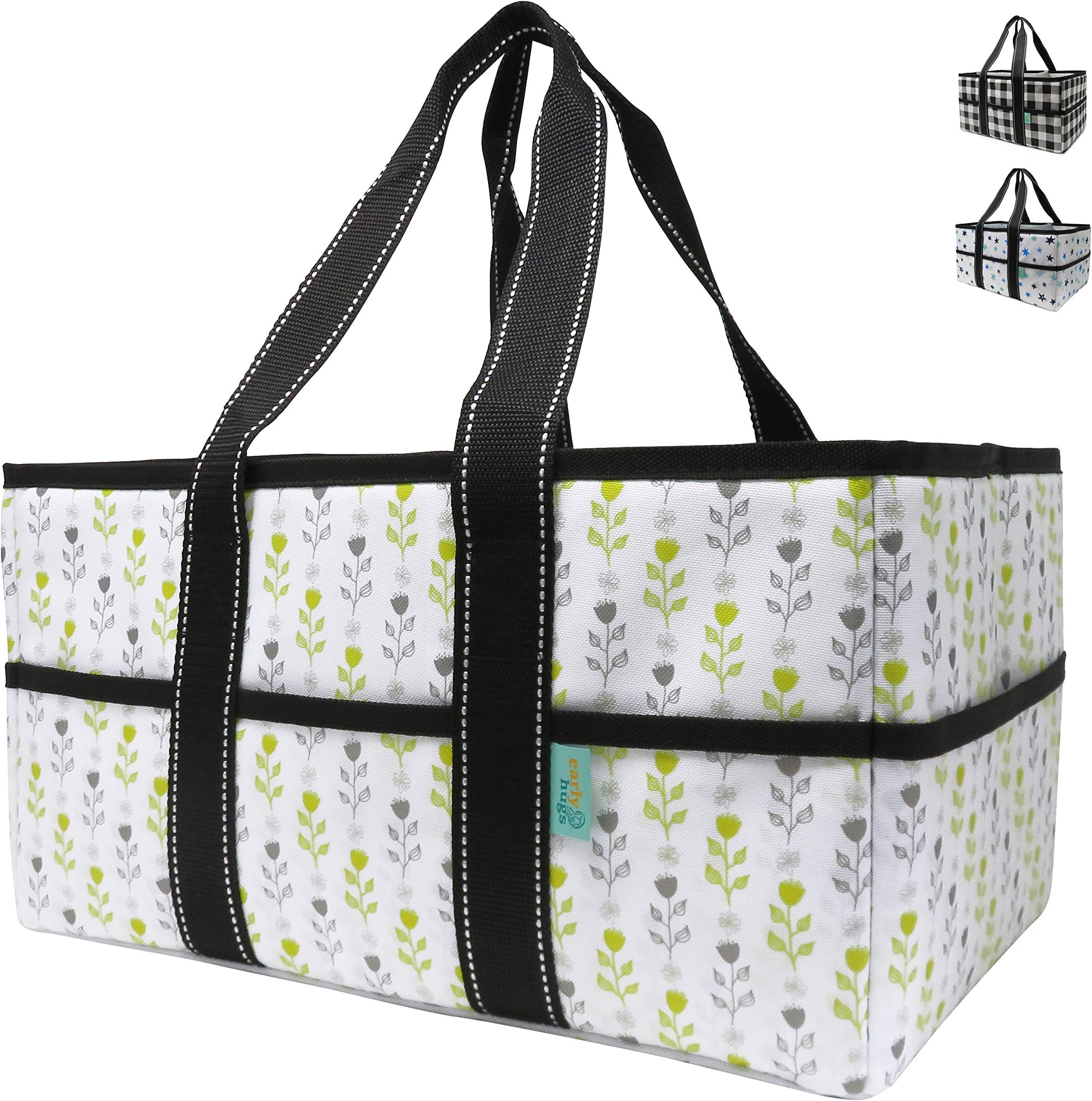 Early Hugs Baby Diaper Caddy Organizer, Nursery Storage, Baby Gift Basket, Gray & Yellow Flowers