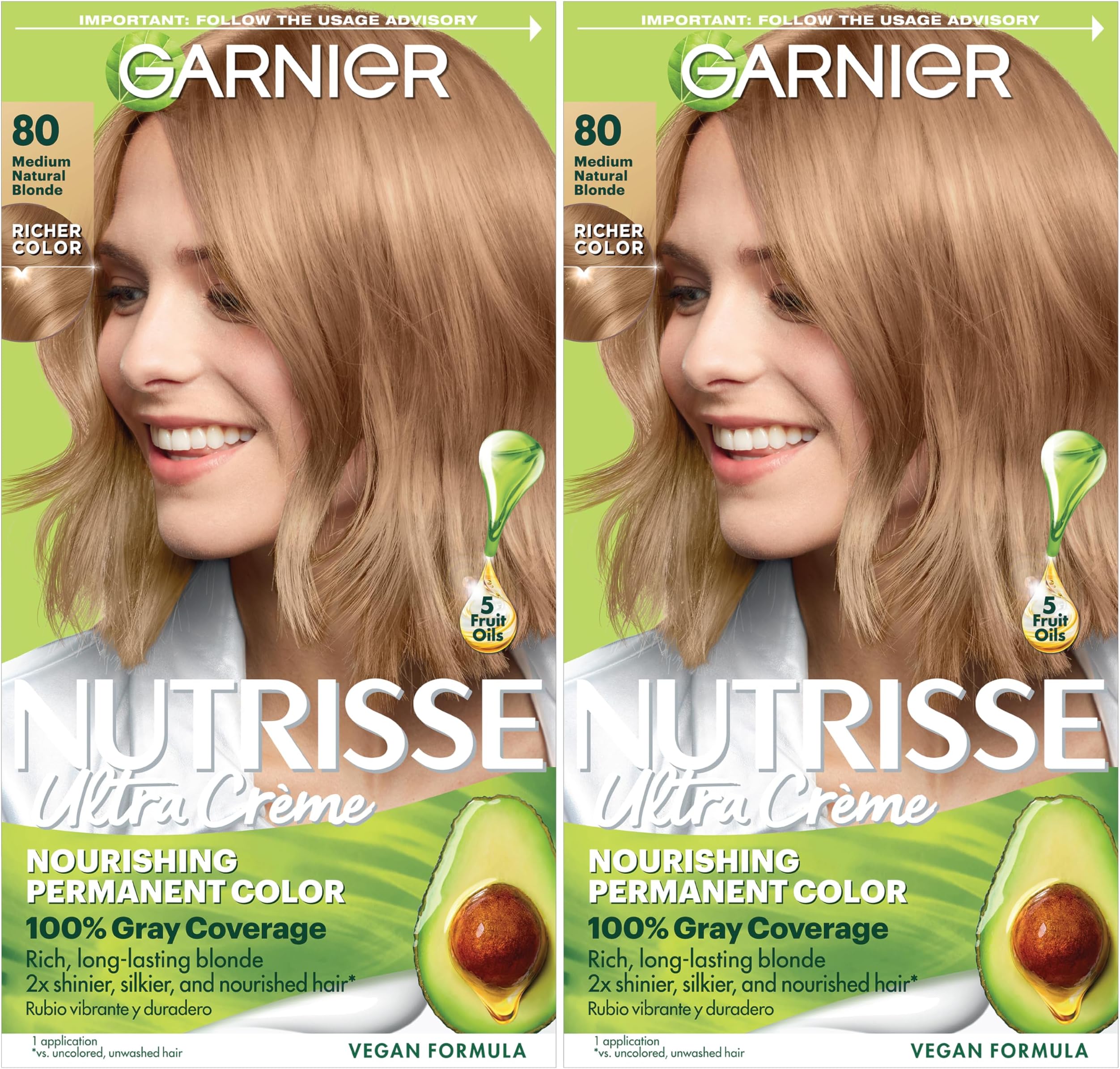Hair Color Nutrisse Nourishing Creme, 80 Medium Natural Blonde (Butternut), 2 Count