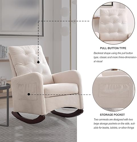 Miniatura 3 de Mecedora para bebé con respaldo copetudo, cómoda silla deslizante para guardería, silla decorativa moderna para sala de estar, sillón tapizado con