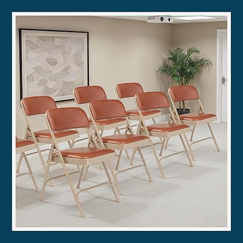 Miniatura 64 de OEF Furnishings Paquete de 4 sillas plegables acolchadas de vinilo de alta calidad, color gris, ideales para el hogar, la oficina o los eventos