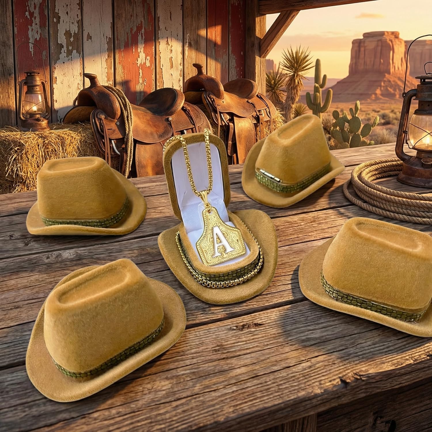 Western Style Initial Necklace for Women Men, Cow Tag Pendant Necklace with letters, 14K Gold-Plated Letter Necklace, Cowgirl Valentine's Day Jewelry Gift - Image 5