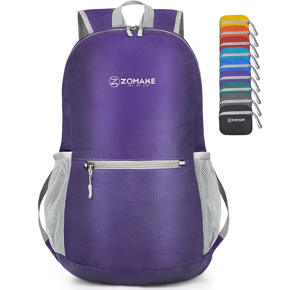 ZOMAKE Ultra Lightweight Hiking Backpack 20L, Packable Small Backpacks Water Resistant Daypack for Women Men(Purple)