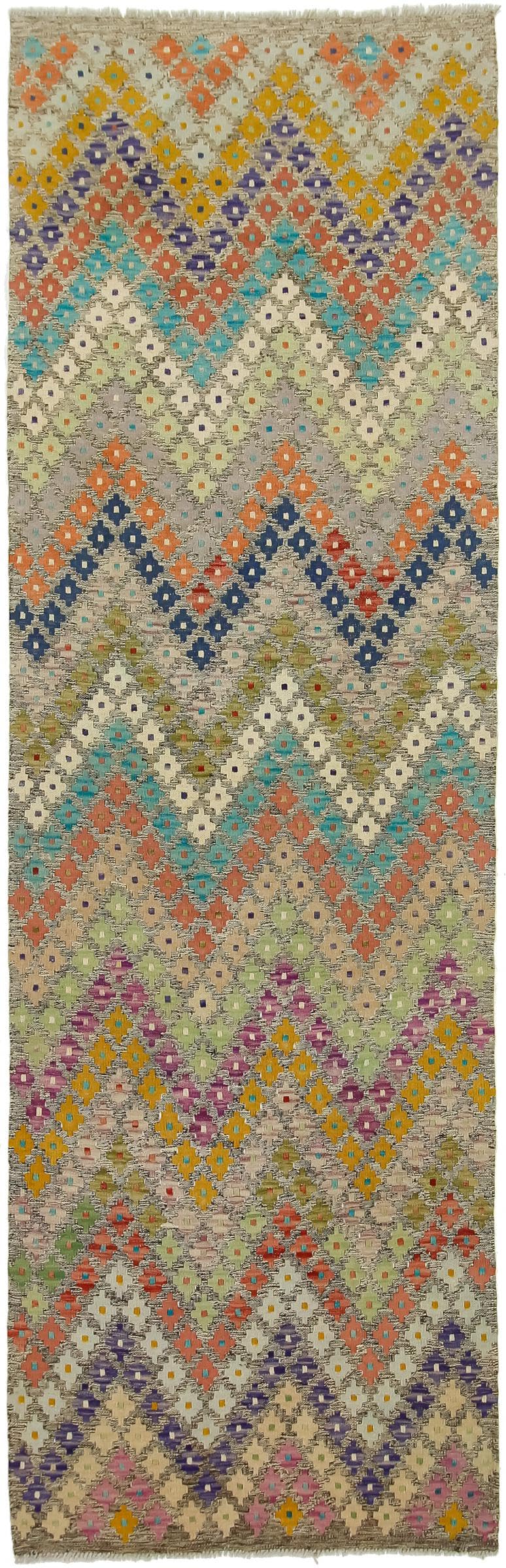 Tapis d'Orient Kilim Afghan Heritage 93x288 tapis de course en laine fait main