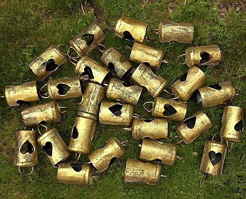 Miniatura 6 de Mango Gifts Campanas de hojalata indias vintage hechas a mano, campanas rústicas, campanas de cascabel, campanas de vaca, árbol de Navidad,