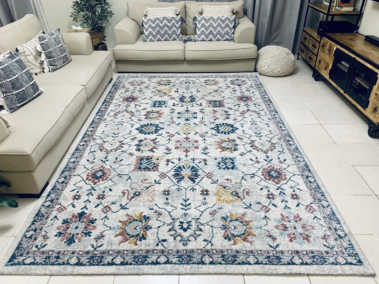 سجاد متعدد الالوان 200 × 300 سم (6.6 × 9.8 قدم) لغرفة المعيشة/غرفة ...
