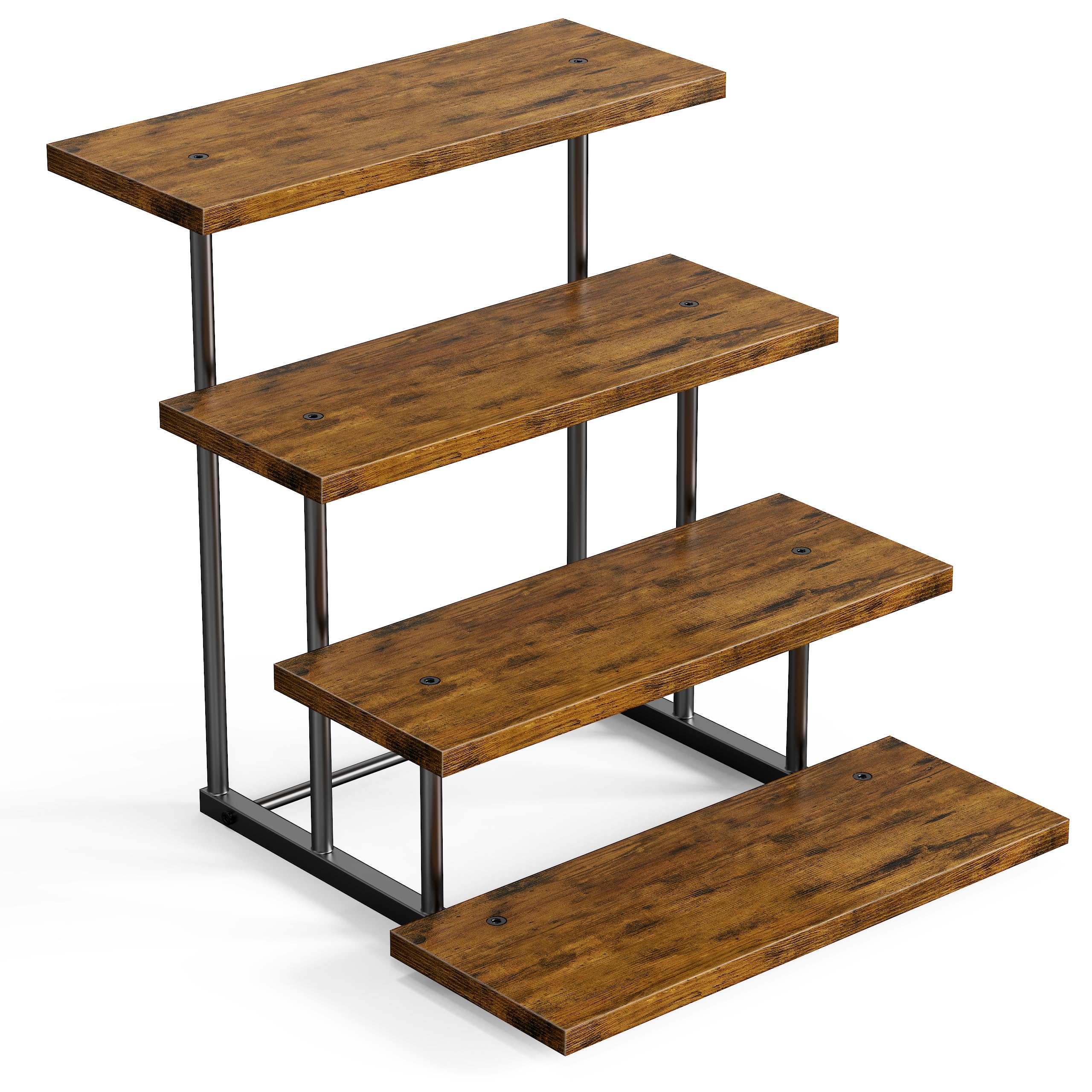Emfogoo 1 Pack Wooden Cupcake Display Stand, 4 Tier Rectangular Tiered Dessert Stands, Cupcake Display Risers for Vendor Booth Dessert Table Party Wood Serving Tray for Cup Cake Cookie Food