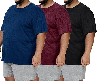 BOOJO 3 Pack Mens Big and Tall Shirts - Short Sleeve Workout Quick Dry T-Shirts Crew Neck Moisture Wicking Tshirts 3XL-5XL