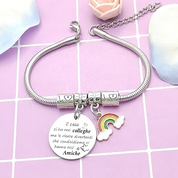 Bracciale Regalo Per Colleghe Con Scritta "Colleghe Per Caso Amiche Per Scelta" - Acciaio Inossidabile, Confezione Regalo Inclusa - 3
