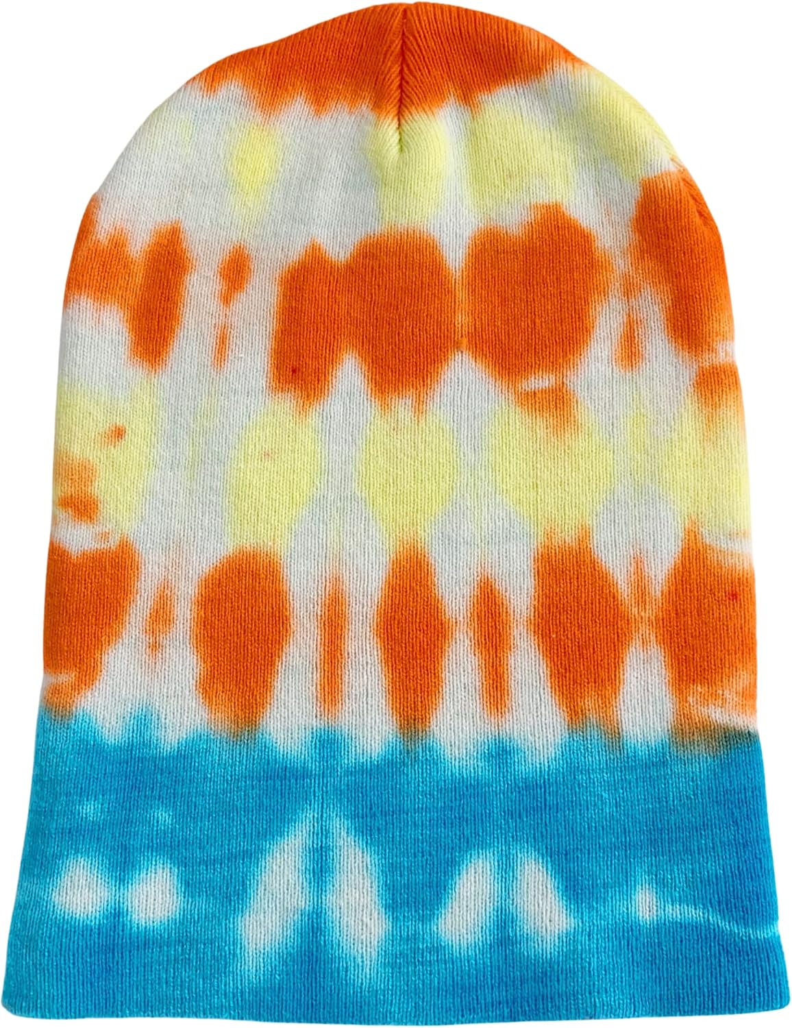 Orange Tie Dye Beanie Hat, Unisex Adult Winter Hat
