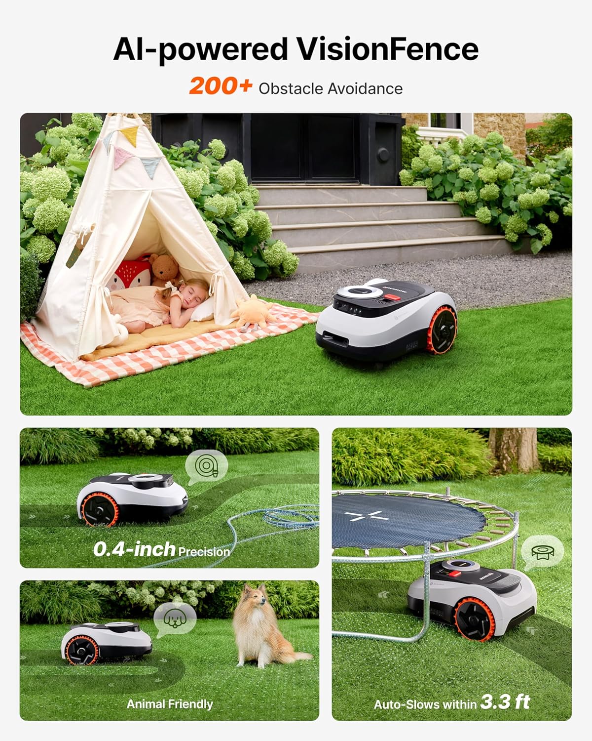 Segway Navimow i215 LiDAR Robot Lawn Mower, Wire Free Robotic Lawn Mower for 0.37 Acre, LiDAR & Vision Dual Fusion, Auto Mapping, Off-Road Wheels for 45% Slopes, Quiet 59 dB(A) Mowing