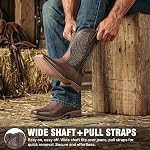 J's.o.l.e Cowboy Boots Men Square Toe – Wide Calf Pull On Western Work Boots, Slip Resistant, Double-Stitched, All-Day Comfort for Ranch, Riding & Concerts