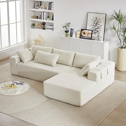 Juego de sofá modular modular, 108 pulgadas, reversible, en forma de L, convertible con 6 almohadas, moderno sofá seccional para sala de estar,