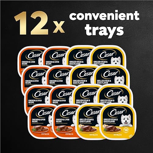 Miniatura 56 de CESAR - Comida húmeda y clásica para perros en un paquete variado de trocitos en salsa de receta de carne de res, filete miñón, pollo a la parrilla