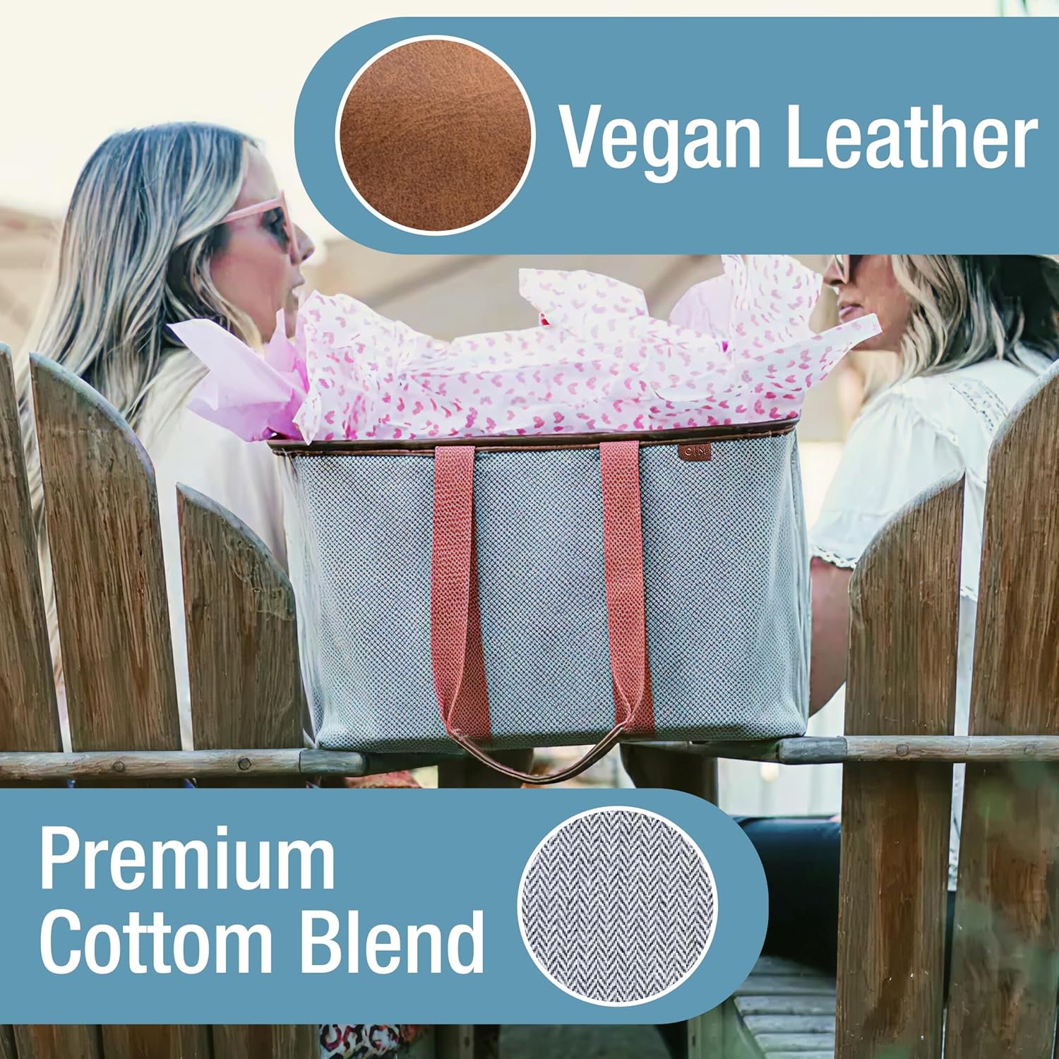 CleverMade Collapsible LUXE Tote - Reusable Grocery Shopping Storage Bag Organizer w/Handles Reinforced Bottom - Image 4