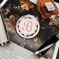 Vista 4 de Regalo de dama de honor, espejos de maquillaje compactos de bolsillo de cristal, espejo de letra B con monograma inicial y pulseras de nudo de amor