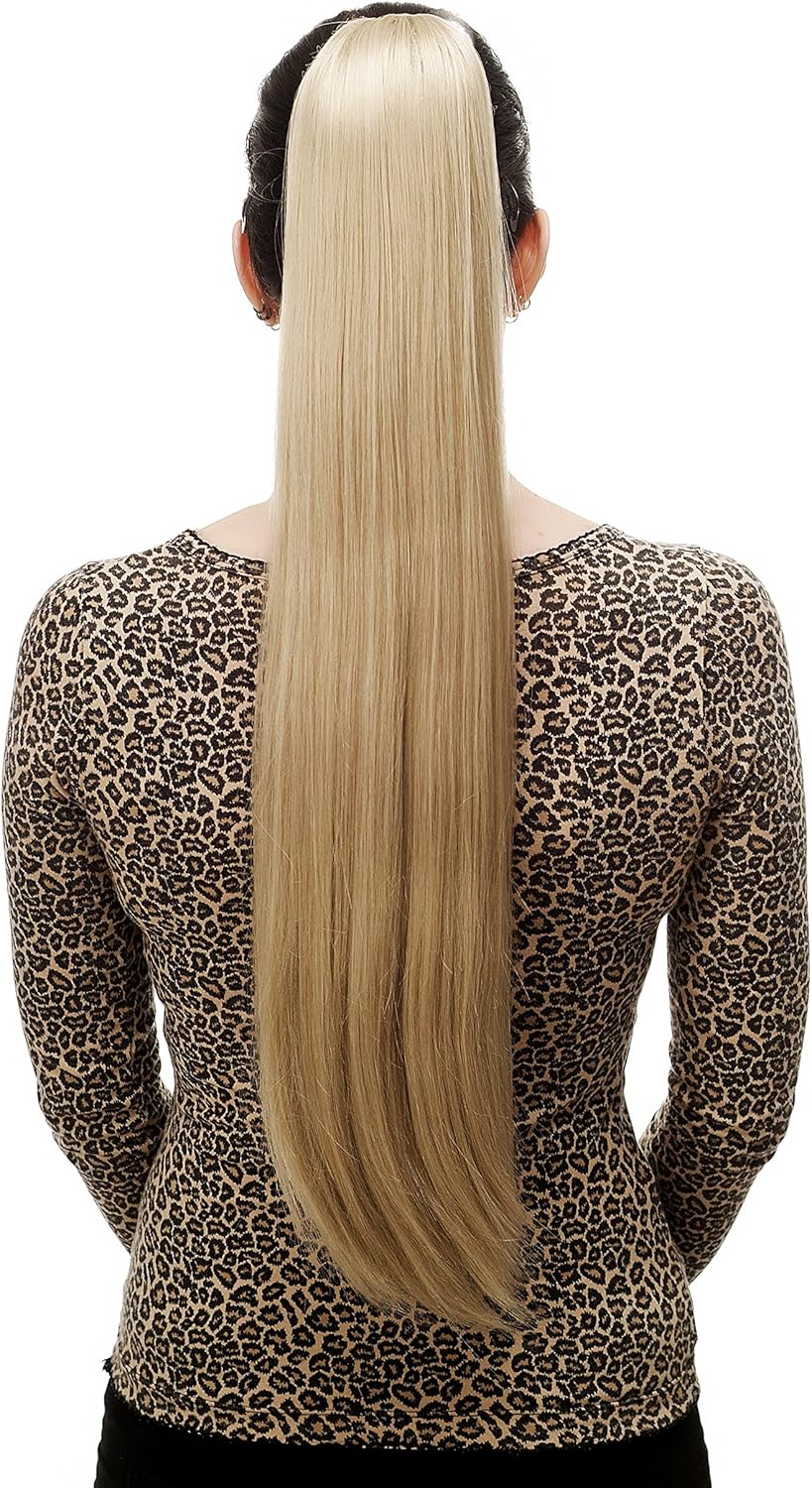 WIG ME UP, Hairpiece PONYTAIL with Claw Clamp/Clip extremely long straight & smooth blond T113-22 70 cm, Light blond (22)
