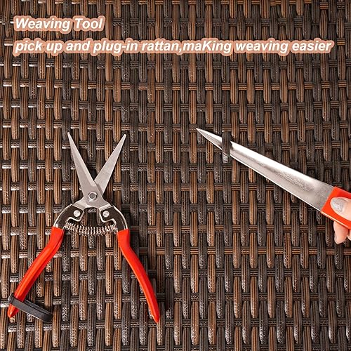 Miniatura 2 de Kit de reparación (mimbre + herramienta de tejido) para mesa y silla de mimbre de café, ratán marrón degradado para muebles de patio al aire libre,