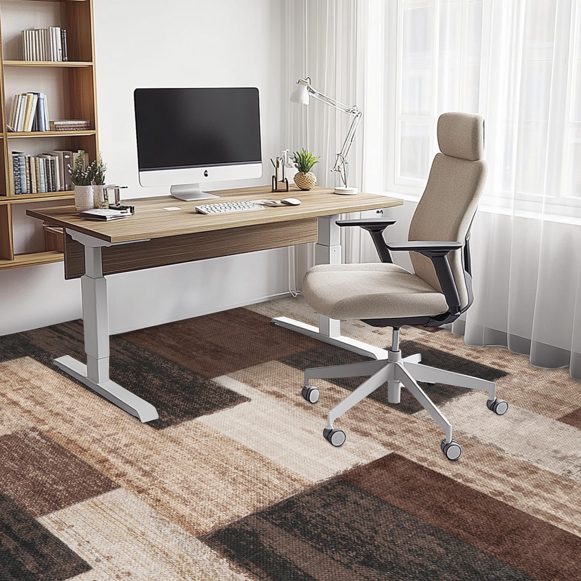 Moderne Geometrische Patchwork Indoor Wohnzimmer Teppich, Schokolade 160x230 cm Große Teppiche Rockwood Sammlung Böden Dekor für Schlafzimmer, Braun Weich Kurzflor Waschbar Teppich Gegend