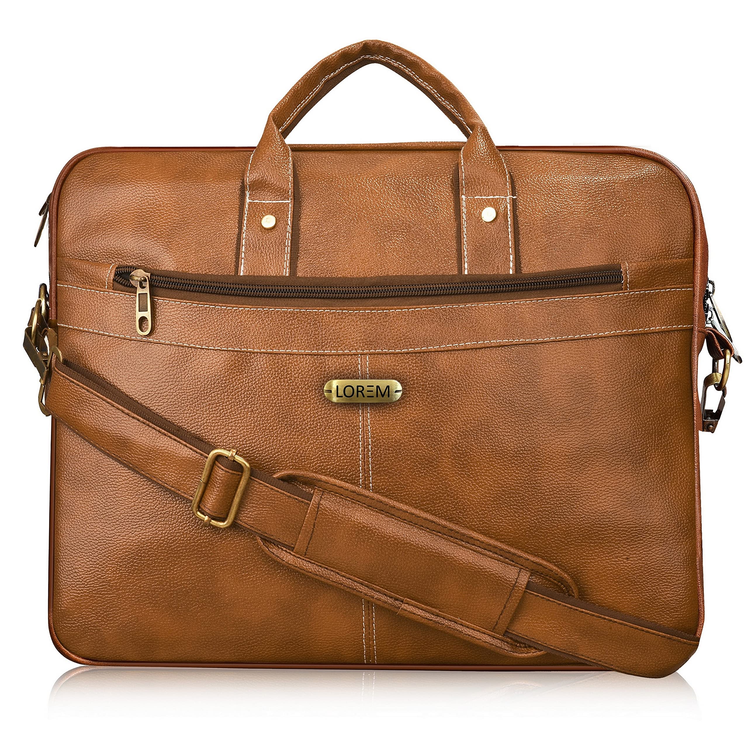 LOREM Tan Faux Leather 10L Laptop Messenger Bag for Men & Women BG15-UFBG (B0B58JKY84) Amazon Price History, Amazon Price Tracker