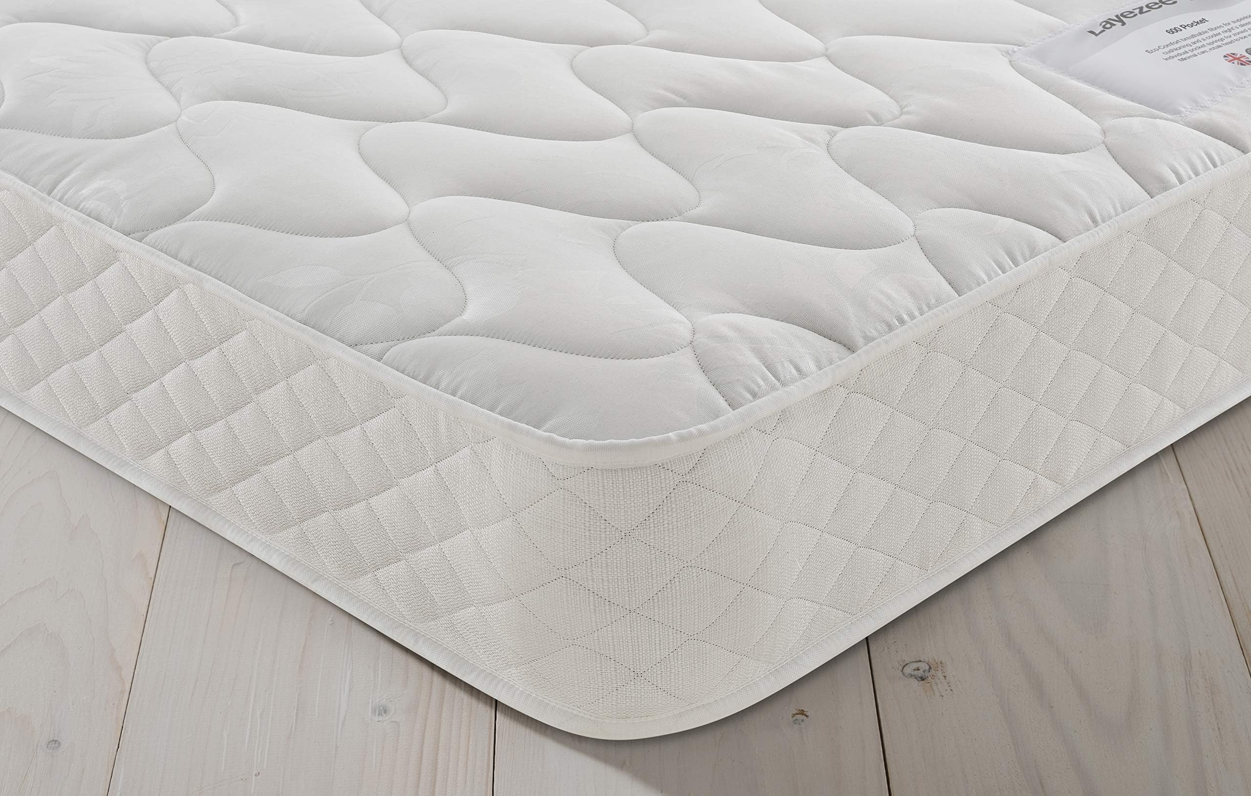 Layezee by Silentnight 600 Pocket Rolled Mattress, Back Support and Pressure Relief, Hypoallergenic, Medium, Single